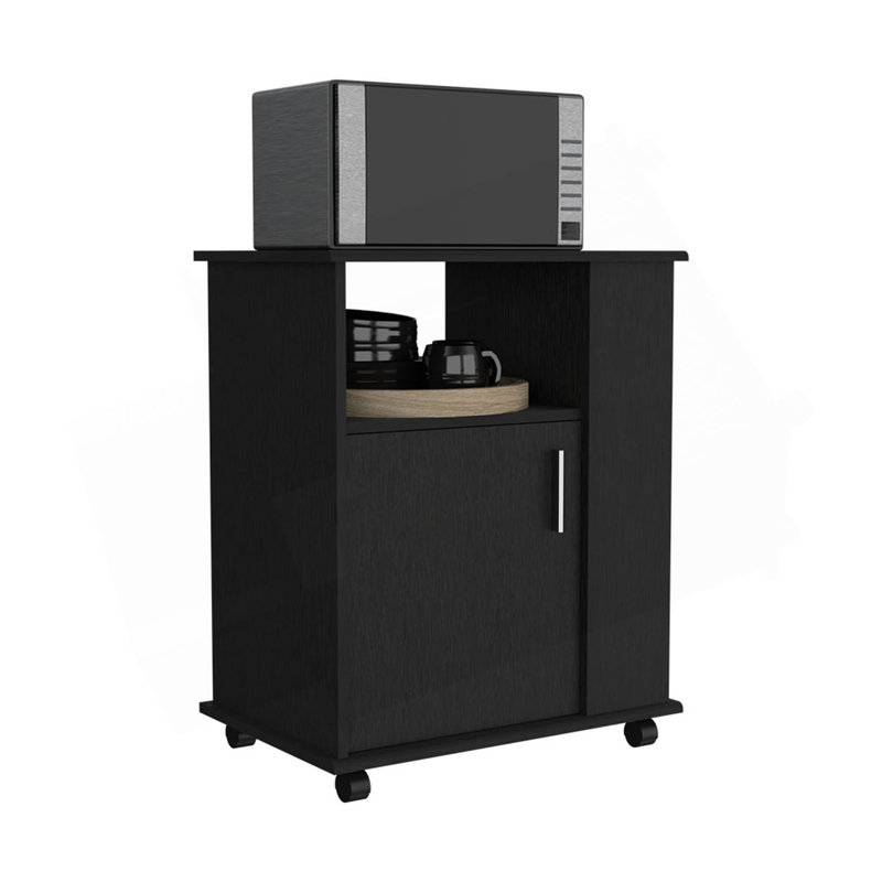 Armoire à porte simple inférieure H 29 po, une tablette ouverte, trois tablettes latérales inférieures, Noir
