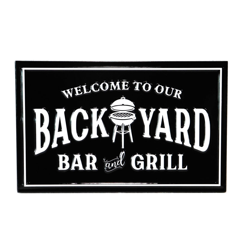 Enseigne en métal «Backyard Bar and Grill» 16 po