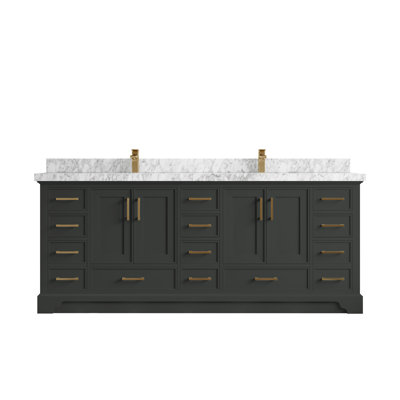 Charlotte 84'' Double Bathroom Vanity with Marble Top