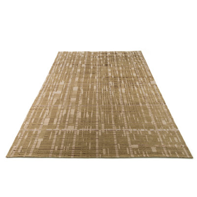 Tapis ambre / brun noué à la main à motif abstrait Hermitage