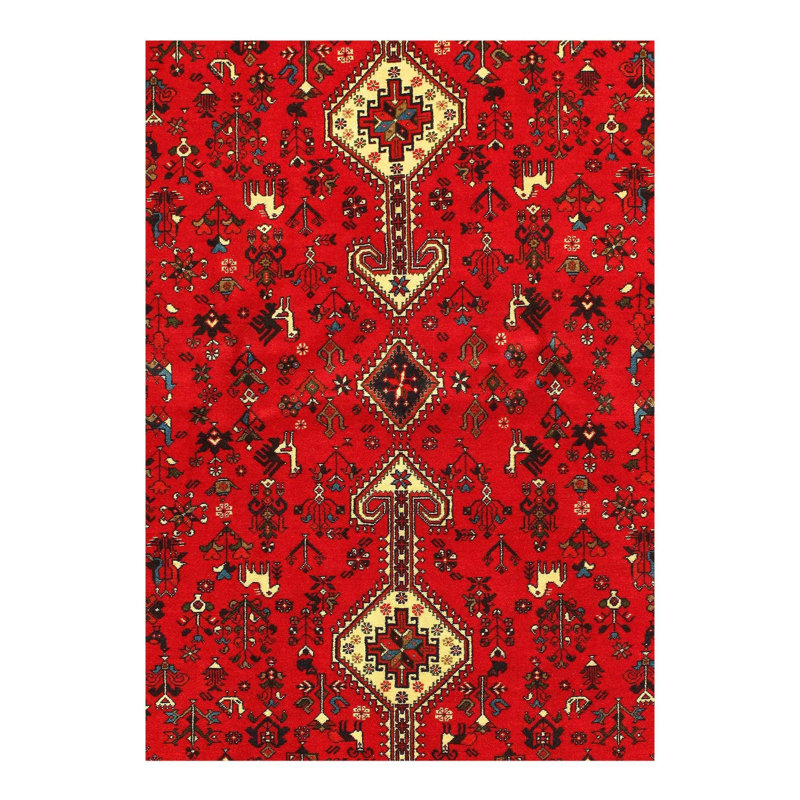 Tapis oriental rouge en laine / coton fait à la main 6 pi 9 po x 4 pi 7 po Oriental