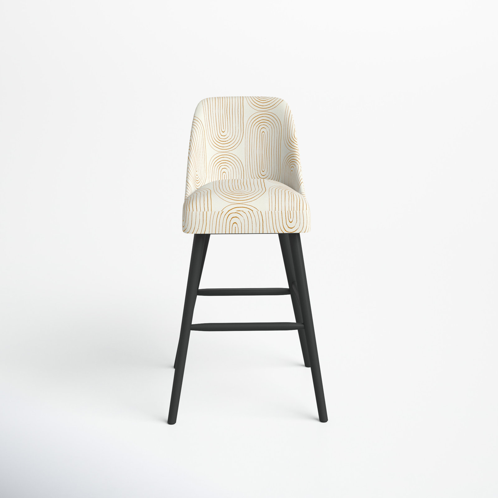 Gallie Bar & Counter Stool, Black Wood, Oblong Mustard, Bar Stool (31” Seat Height)