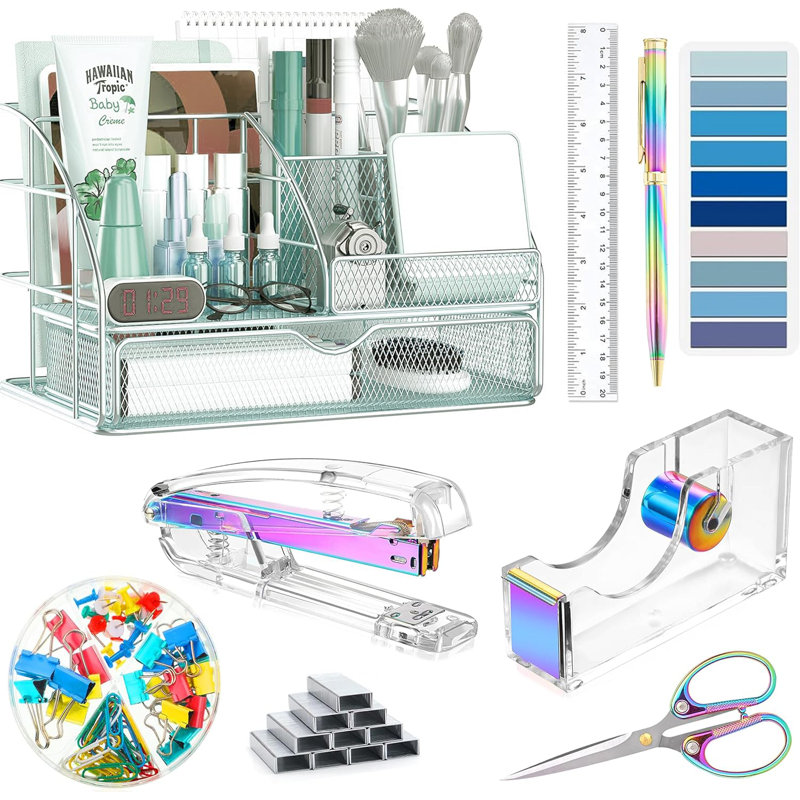 Dream Colour Desk Accessories, Office Desk Organizers and Accessories Supplies with Mesh Desk Organizer