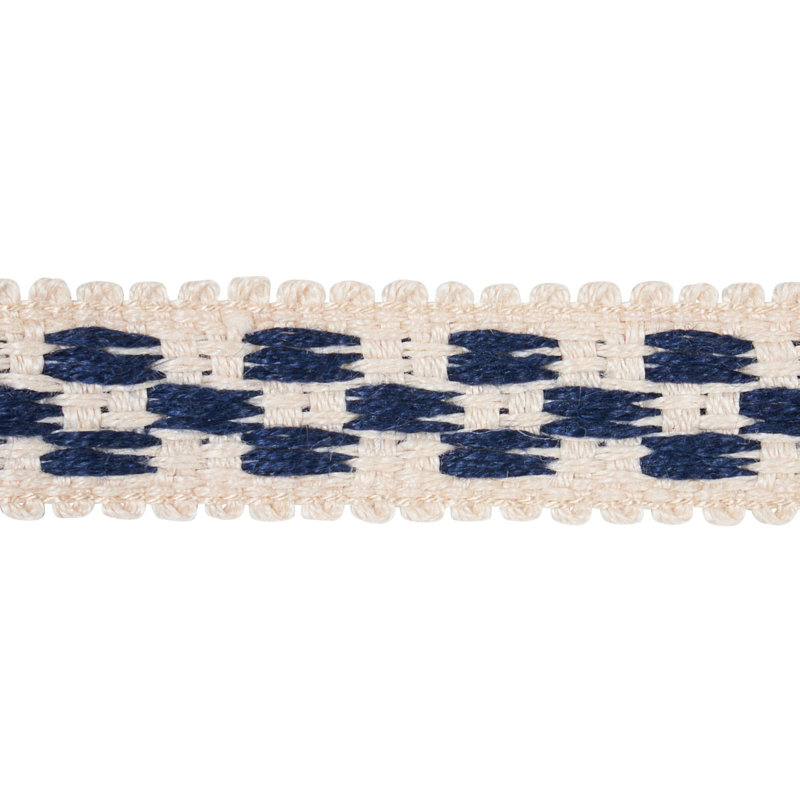 Schumacher x Mary McDonald Crawford Check Tape Narrow, Indigo
