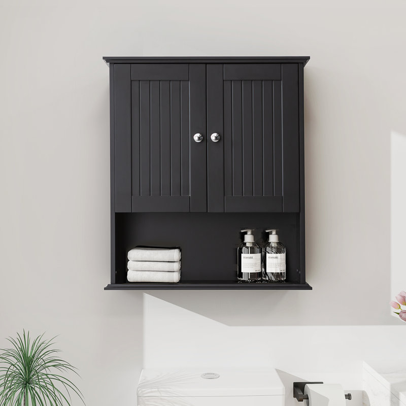 26 in. W x 30 in. H Wall Bathroom Cabinet Over The Toilet Storage, Black