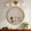Round Decorative Wall Mirror, Distressed Wood Beaded Frame Mirror for Entryway, Living Room, Bathroom, Farmhouse Style Accent Mirror