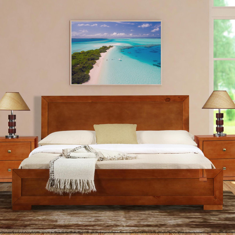 Ensemble de chambre avec lit plateforme 2 pièces Trent, Merisier, King