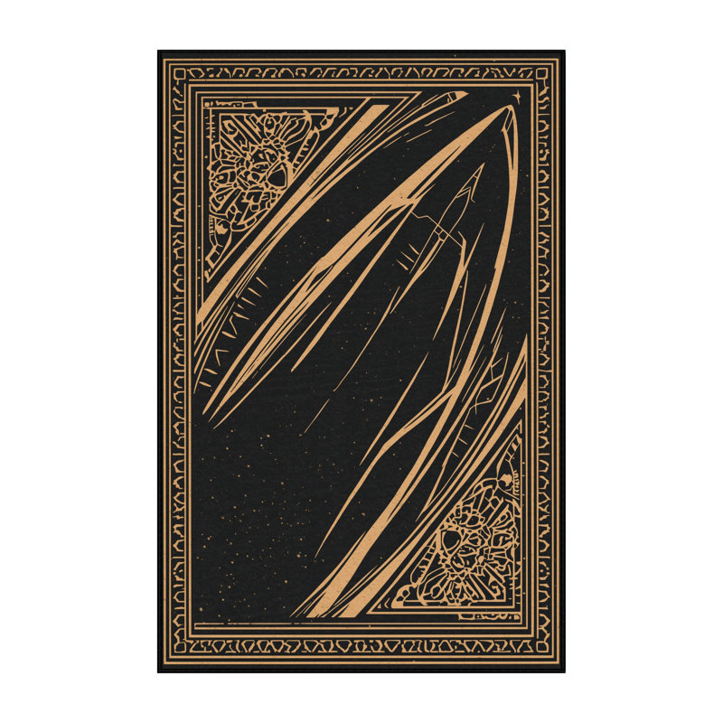 Machine Washable Vehicles And Transportation Spaceship Cruiser Global Inspired Block Print Rug in Black – Black Binding, 7x10