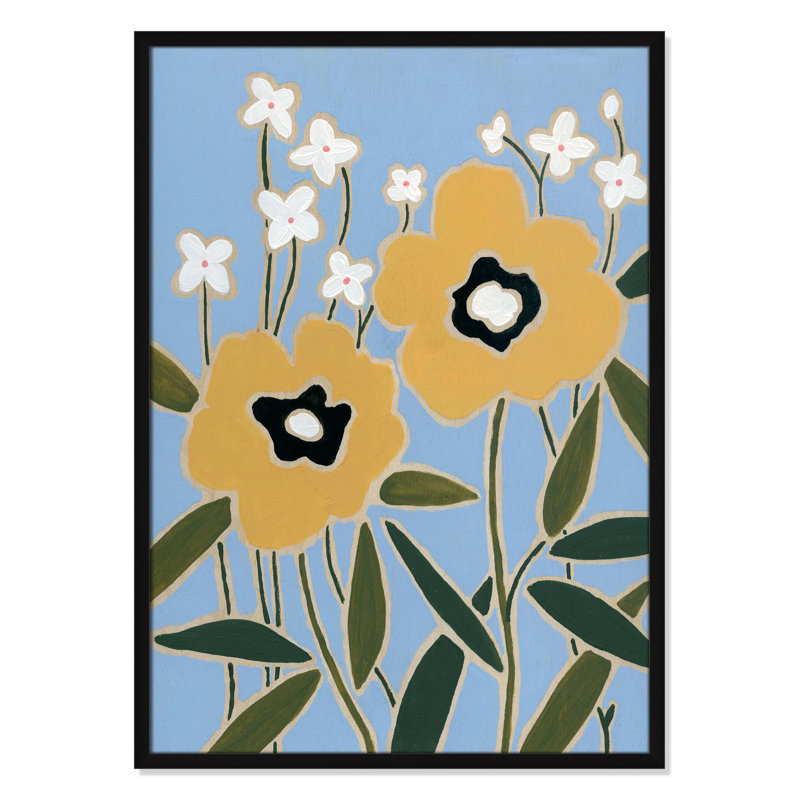 Woodblock Floral II by Carol Robinson, 35.5" H x 25.5" W x 1.25" D, Satin Black Framed