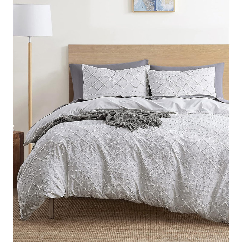 Soft All-Season Duvet Cover Set with Comforter Insert and Shams, Twin, White
