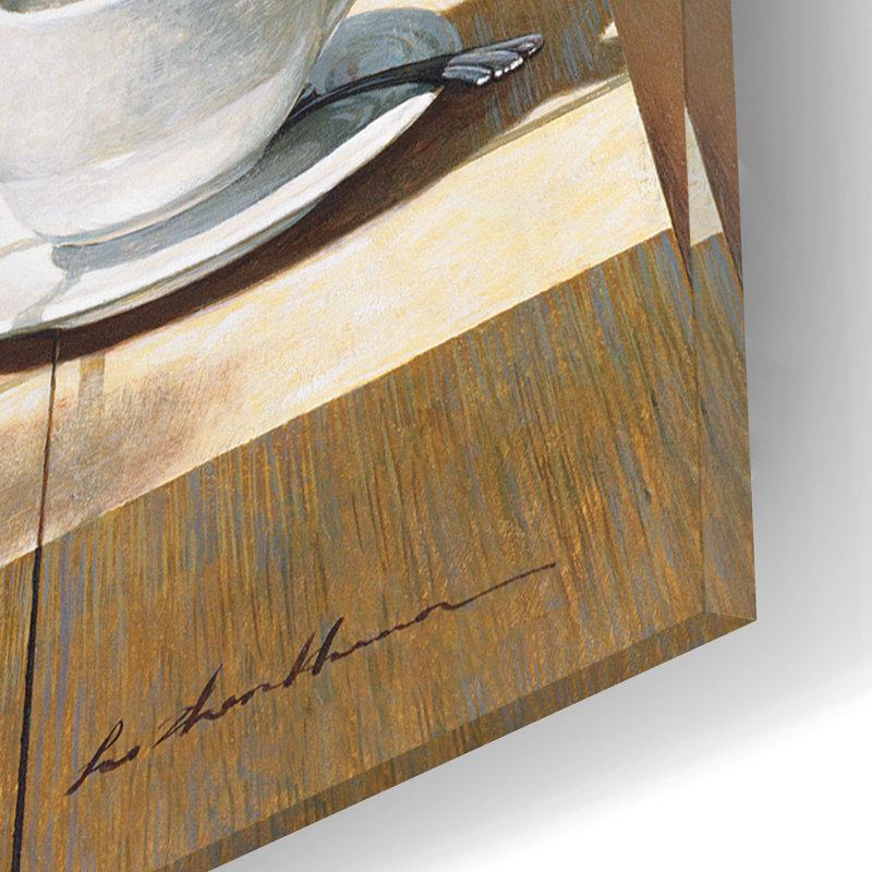 «Morning Coffee» par Zhen-Huan Lu, art mural en verre acrylique, 36 po x 24 po, H 12 po x l 16 po x P 0,13 po