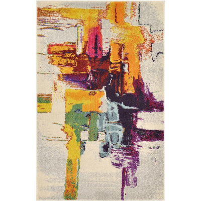Auyeung Abstract Beige Area Rug