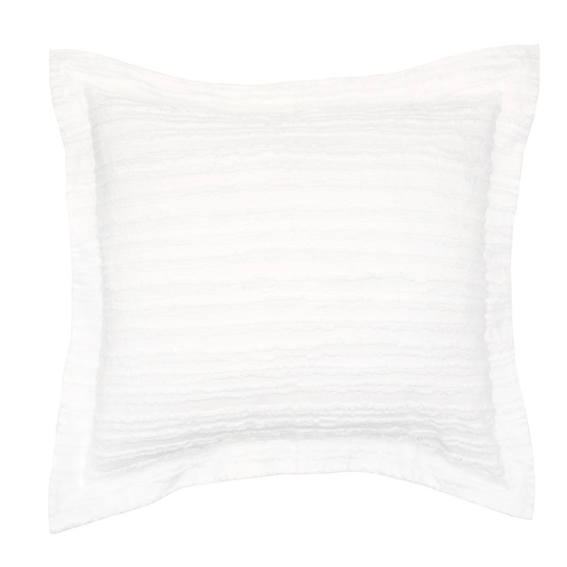 Eyelashes White Cotton Euro Sham with Ruffled Texture