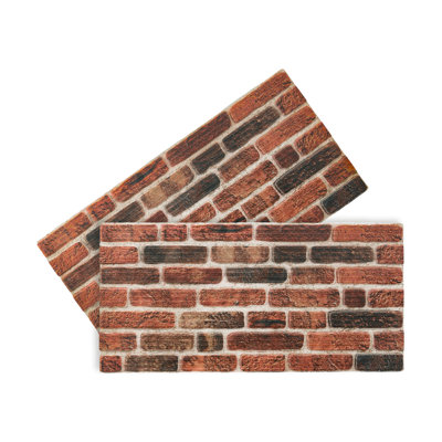 3D Faux Brick Wall Panels, Paintable Lightweight Foam Wall Paneling for Accent Wall, Fireplace Wall & Exterior, 20" x 40" (2-Pack, Covers 10 Sq. Ft.)