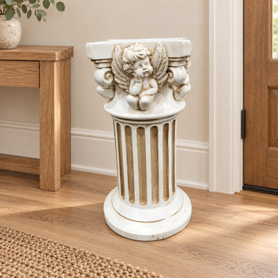 Angel Carved Roman Column Display Pedestal