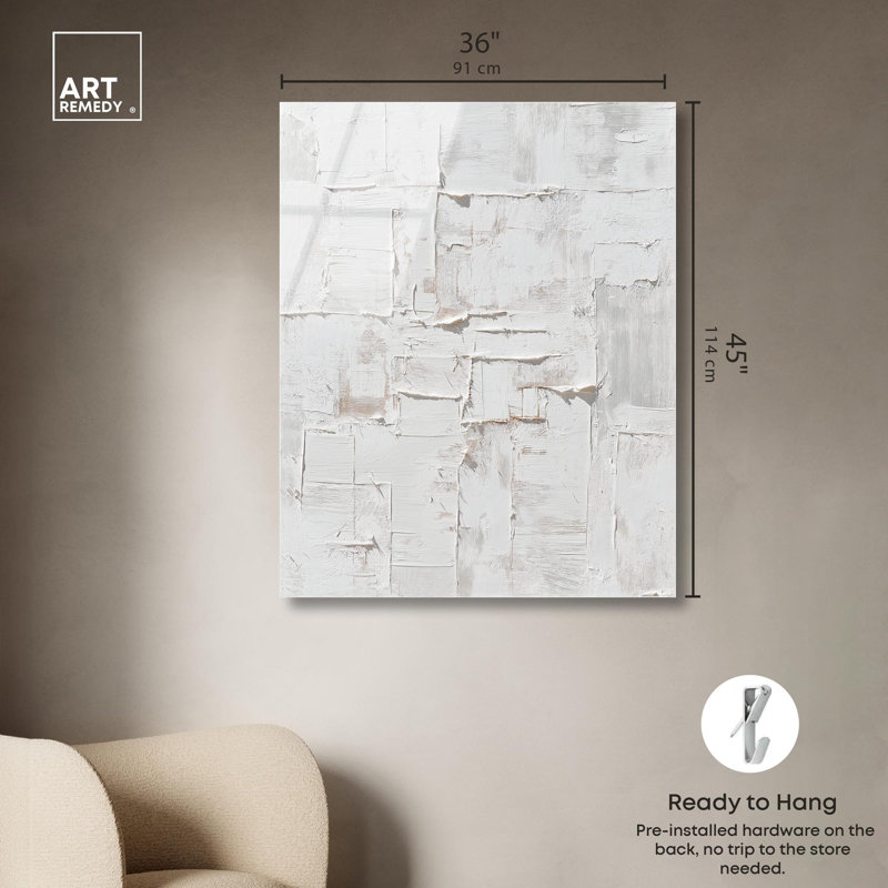 «White Palimpsest Surface I Boho», reproduction d'art par Art Remedy, H 45 po x l 36 po