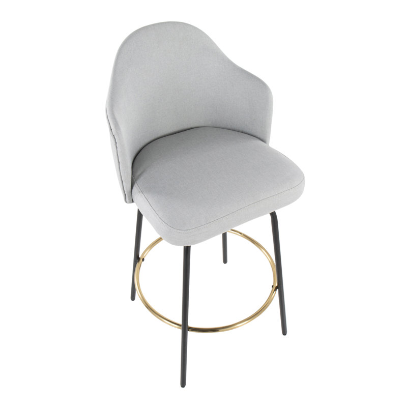 Arabelle Swivel Upholstered Counter Stool, Light Gray, Black/Chrome, Counter Stool (26" Seat Height)