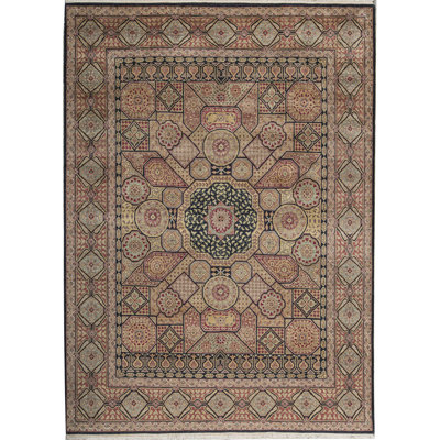 Tapis noir et noir de haute qualité noué à la main