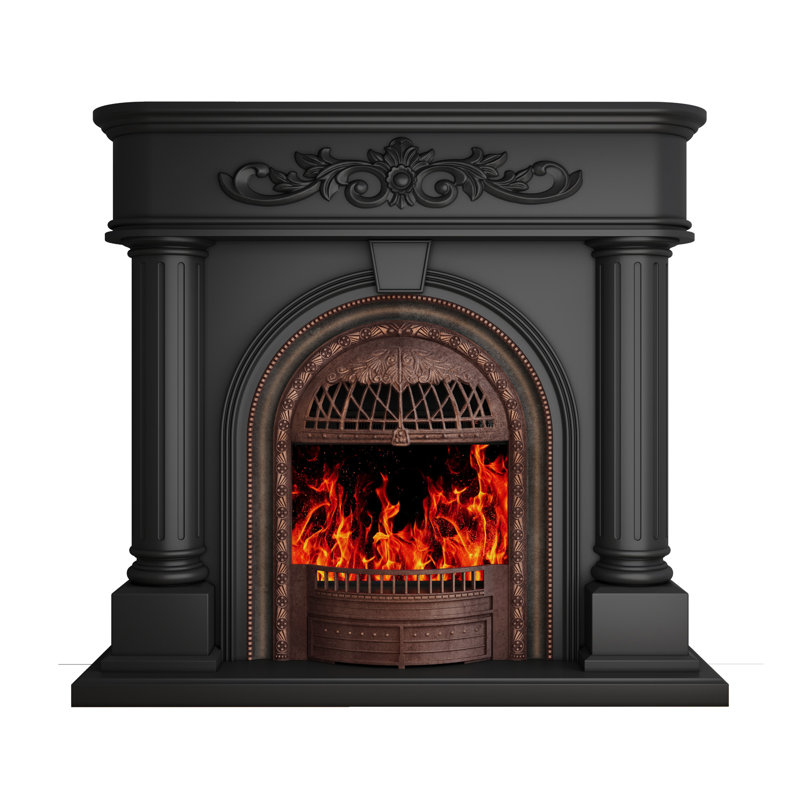 50” W Electirc Fireplace Mantel – Solid Wood Classic Mantel For Living Room Or Bedroom, Black