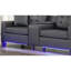 Canapé rembourré en PVC avec lumières à DEL et console de rangement, noir