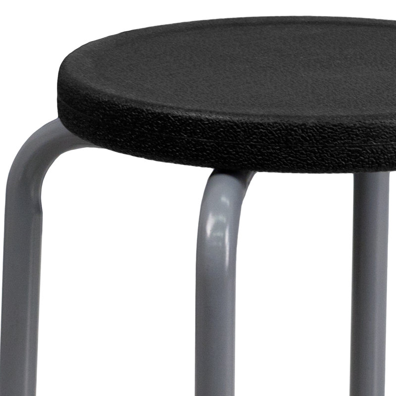 Pennypacker Stackable Stool with Powder Coated Frame, Black
