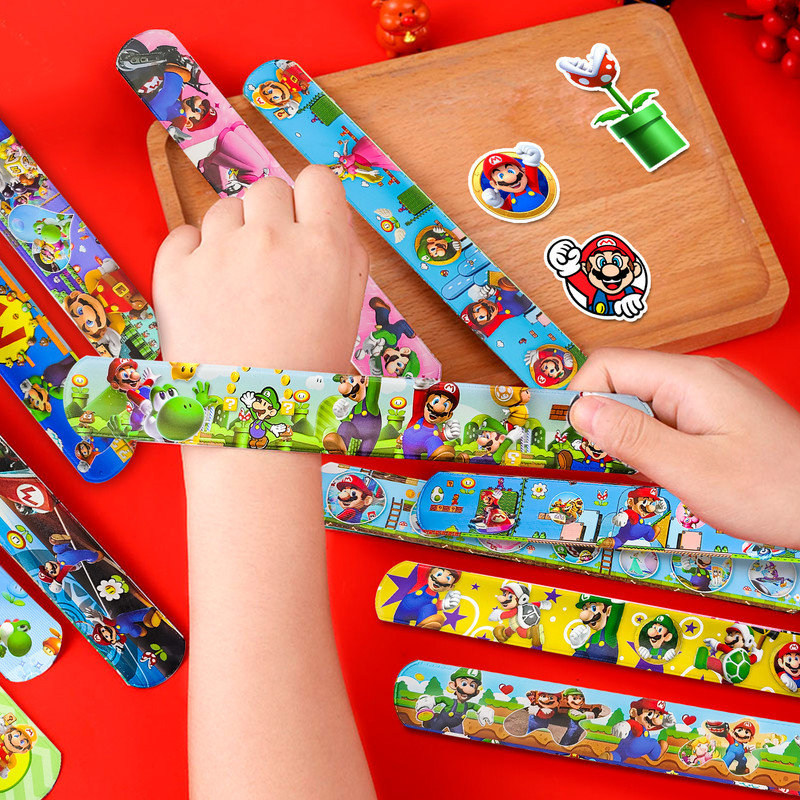 Super Mario Slap Bracelets, 40pcs Super Mario Bracelets and 50pcs Super Mario Stickers