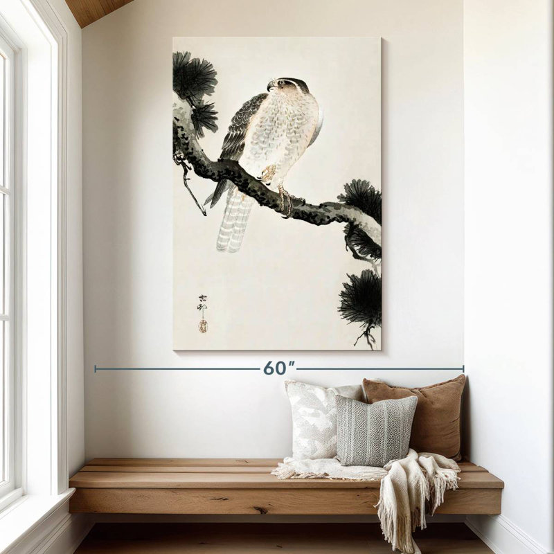 Brampt Hawk On Pine Branch, 51" H x 34" W
