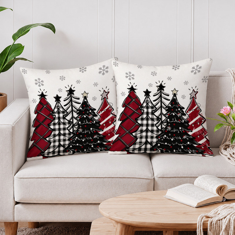 Housses de coussin JYK, Croquis d'arbres rouges et noirs