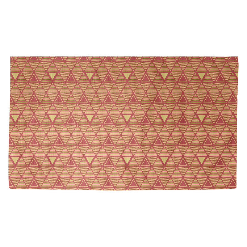 Tapis orange à motif de triangles dessinés à la main, Rectangle 2 pi x 3 pi