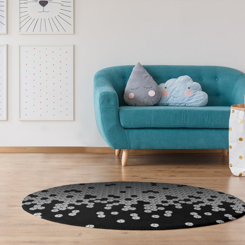 Chenille Geometric Indoor Rug, Round 5'