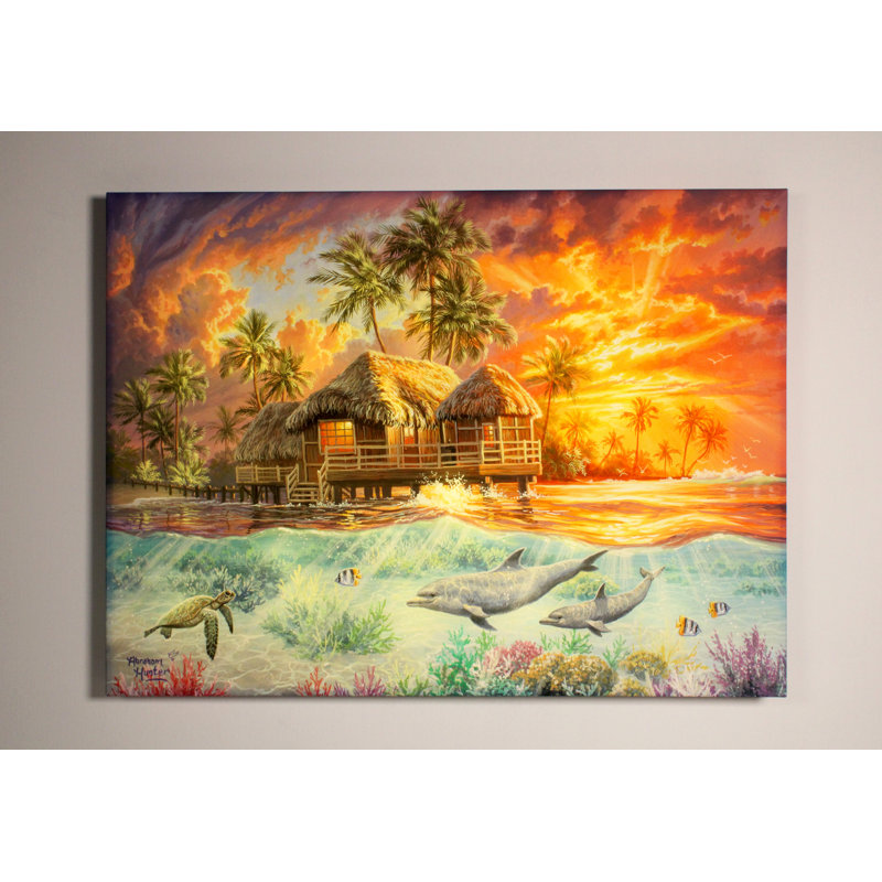Fin de semaine au paradis 18 x 24 entièrement illuminé, impression DEL ColorChange