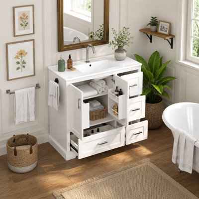 Meuble-lavabo de salle de bain de 42 pouces avec lavabo en céramique