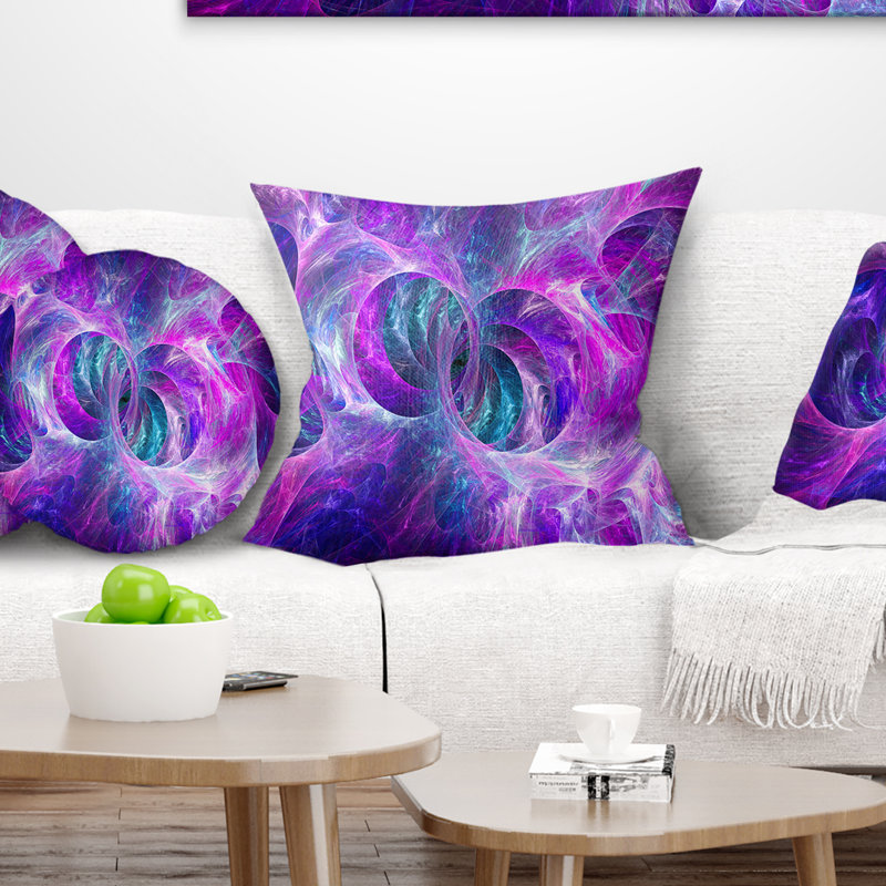 Neige mauve, texture fractale - coussin abstrait imprimé, 18 po x 18 po, Coussin décoratif