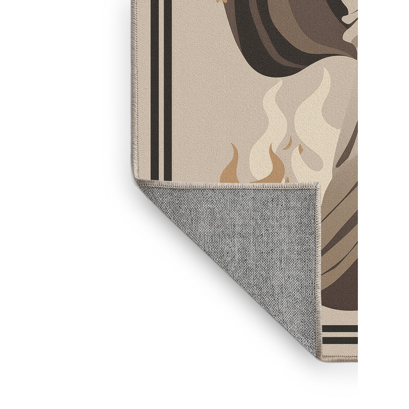 Tapis campagnard beige Elida Hestia lavable à la machine - reliure beige, 6 x 9