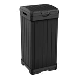 Keter Baltimore 39 Gallon Manual Lift Waste And Recycling Trash Bin With Drip Tray Made of Durable Weather-resistant Resin - Black