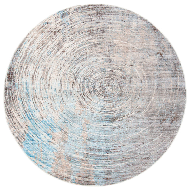 Vintage Persian Performance Abstract Rug, Round 5'