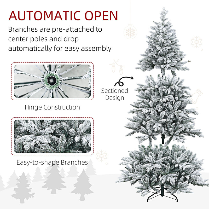 Arbre de Noël artificiel pin enneigé avec 616 branches de cèdre réalistes, Non pré-éclairé, 6.9'