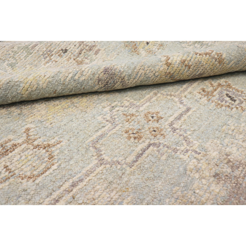 Oushak Hand-Knotted L. Blue Wool Area Rug, Rectangle 8'3" x 9'10"