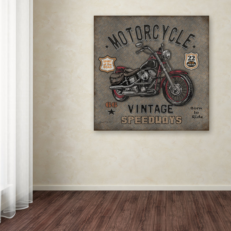 « motocyclette speedway 1 », publicité sur toile tendue, H 14 po x l 14 po