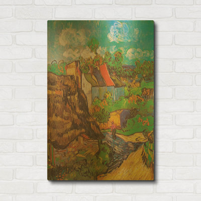 «House At Auvers» par Vincent Van Gogh, art mural en métal doré, 24 po x 36 po