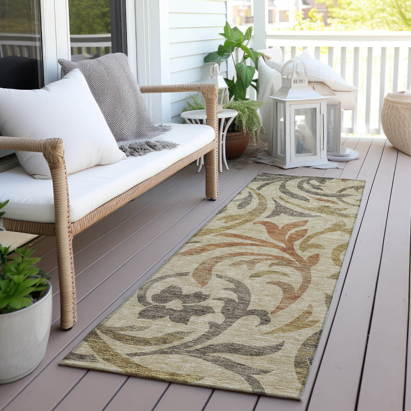 Washable Floral Indoor / Outdoor Rug, Runner 2'3" x 7'6"