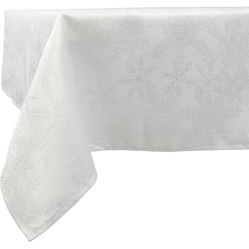Christmas Metallic Blizzard Snowflake Rectangular Tablecloth, Red, 52cm W x 178cm L
