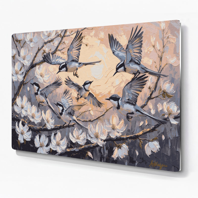 Art mural oiseau gris, H 288 po x l 432 po x P 0,05 po