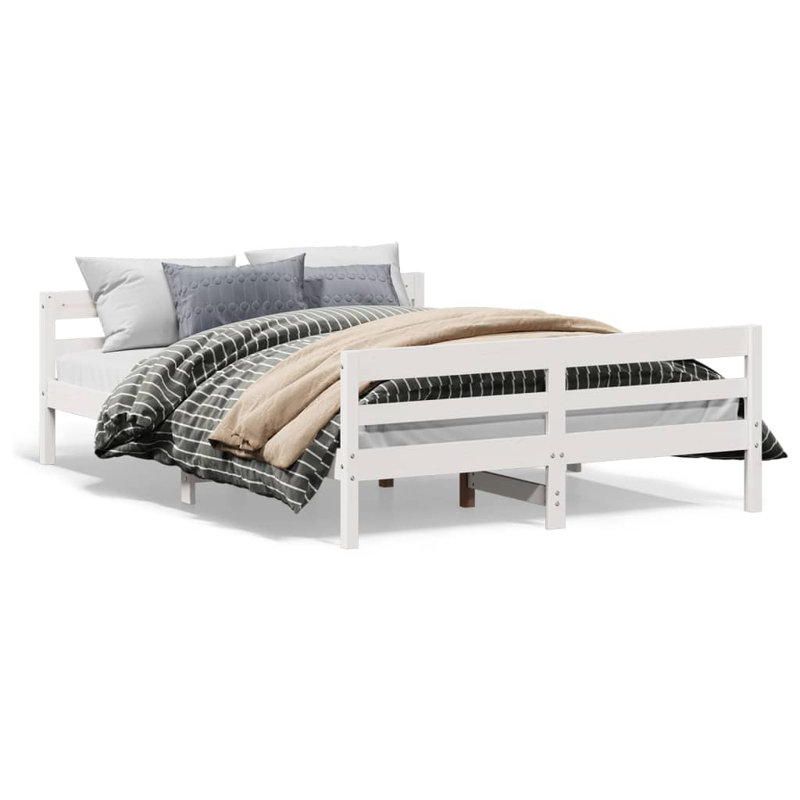 Albinca Solid Wood Bed, White, EU Double - 140 x 200 cm