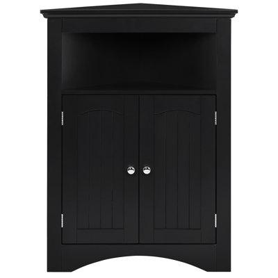 Black Sideboard Cabinet With Adjustable Shelves For Bathroom, Kitchen And Living Room - , , Easy To Clean Multifunctional Storage Corner Waterproof Surface, Assembly