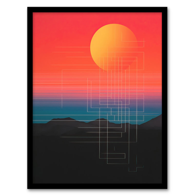 Sunset Modern Digital Abstract Mountain Landscape Gradient - Single Picture Frame Print