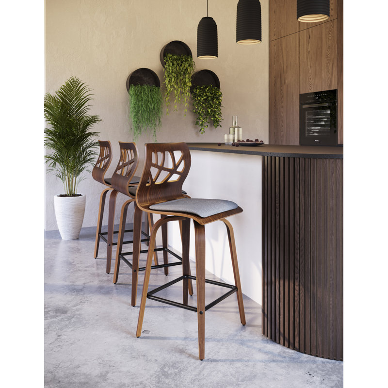 Allenhurst Swivel Upholstered Counter Stool, Gray
