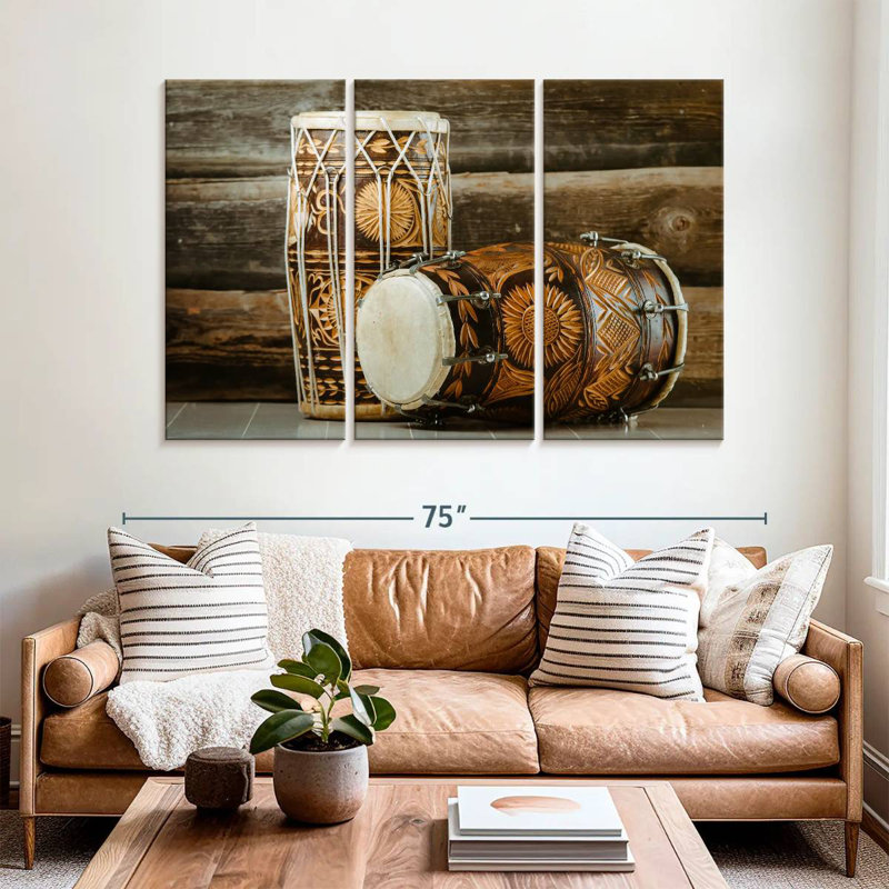 Abarca Indian Dholak Drums, 42" H x 65" W