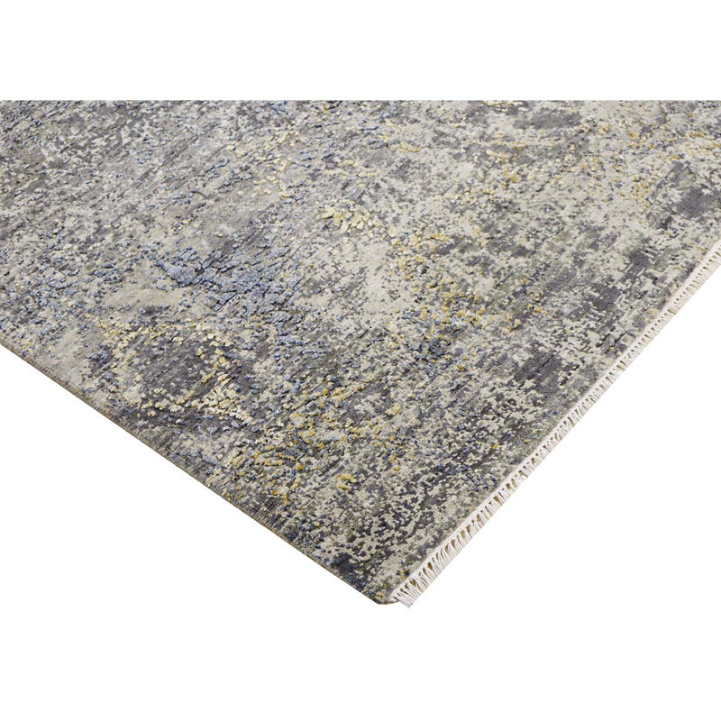 Hand Knotted Abstract Area Rug, Rectangle 9' x 12'