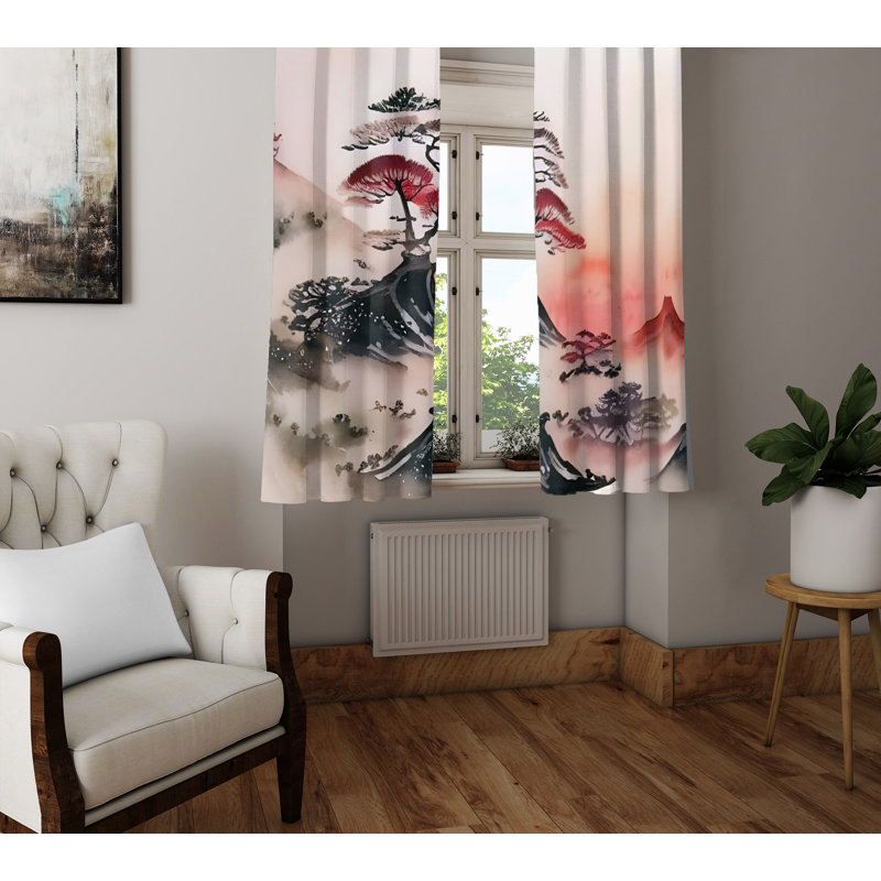 Bilel Semi Sheer Curtain Pair, 20" W x 52" L